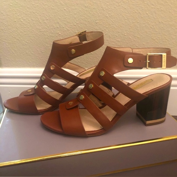 EUC Louise et Cie Vira Block Leather Sandal Chestnut size 6.5 - Picture 2 of 10